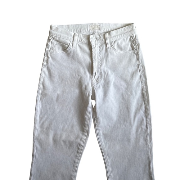 Mother Insider Crop Step Fray White Jeans Glass Slipper 26 Mid Rise Minimalist - Picture 3 of 15